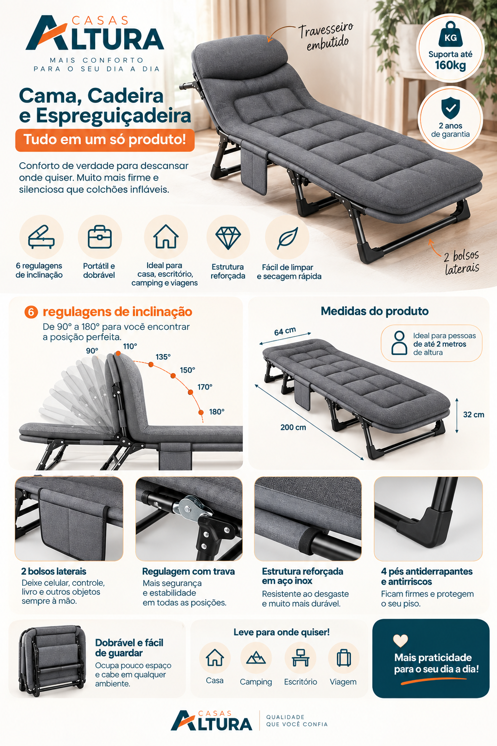 Cama dobrável Lojas Altura