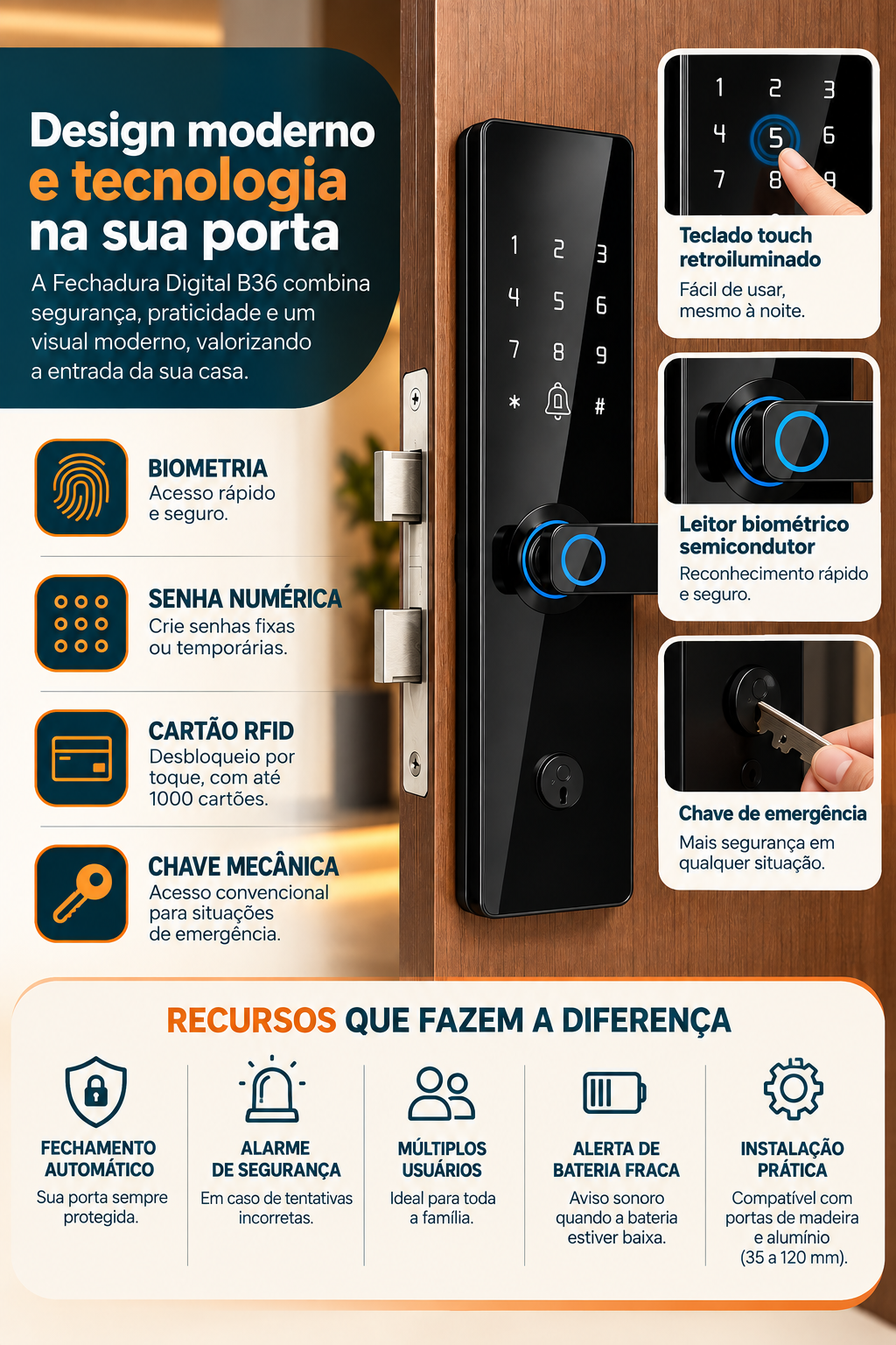 Funcionalidades da Fechadura Digital B36